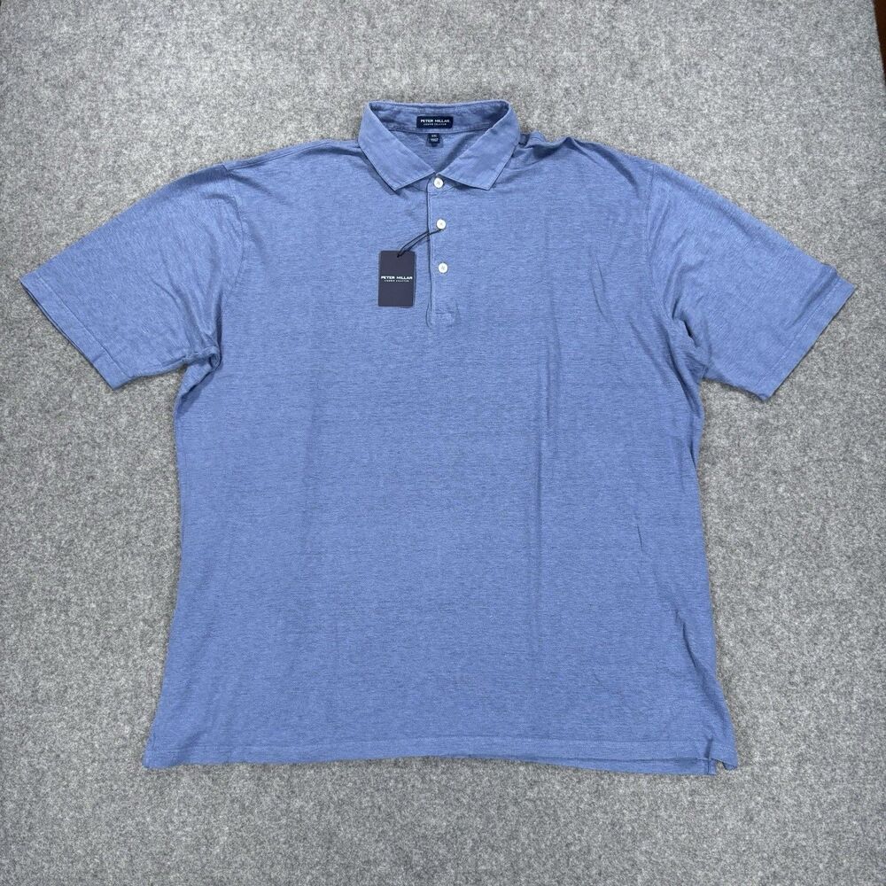 NWT Peter Millar Greystone Linen Polo Shirt XXL Blue Crown Crafted MS24XK31 $180